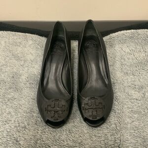 Tory Burch Black Peep-Toe Heels